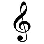 Treble clef on white background. Vector illustration